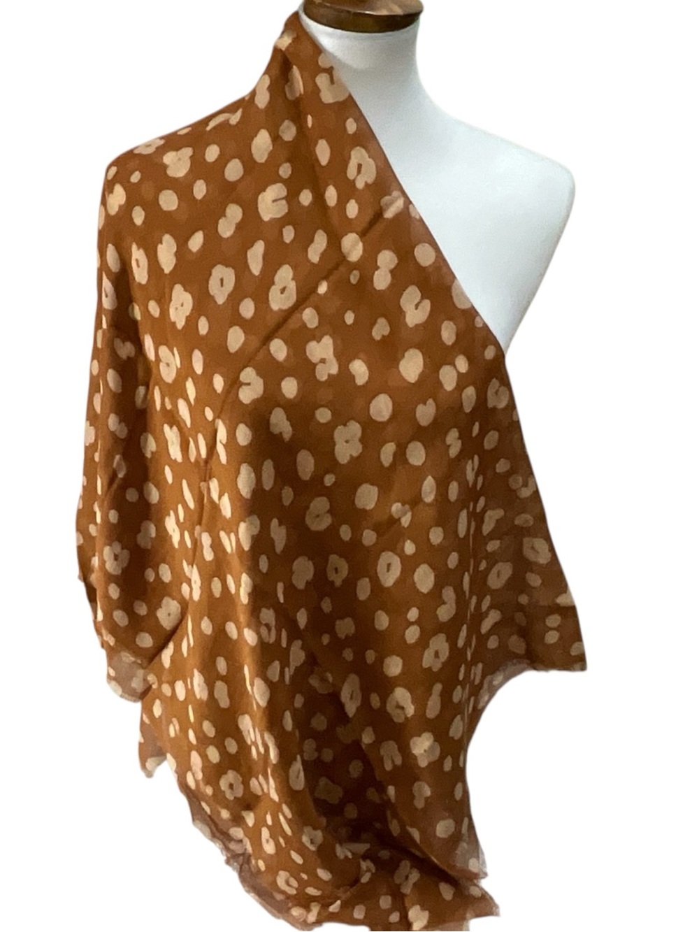Madewell Leopard Print Scarf Wrap Shawl 100% Modal Rust Tan 42” Square NWT Boho